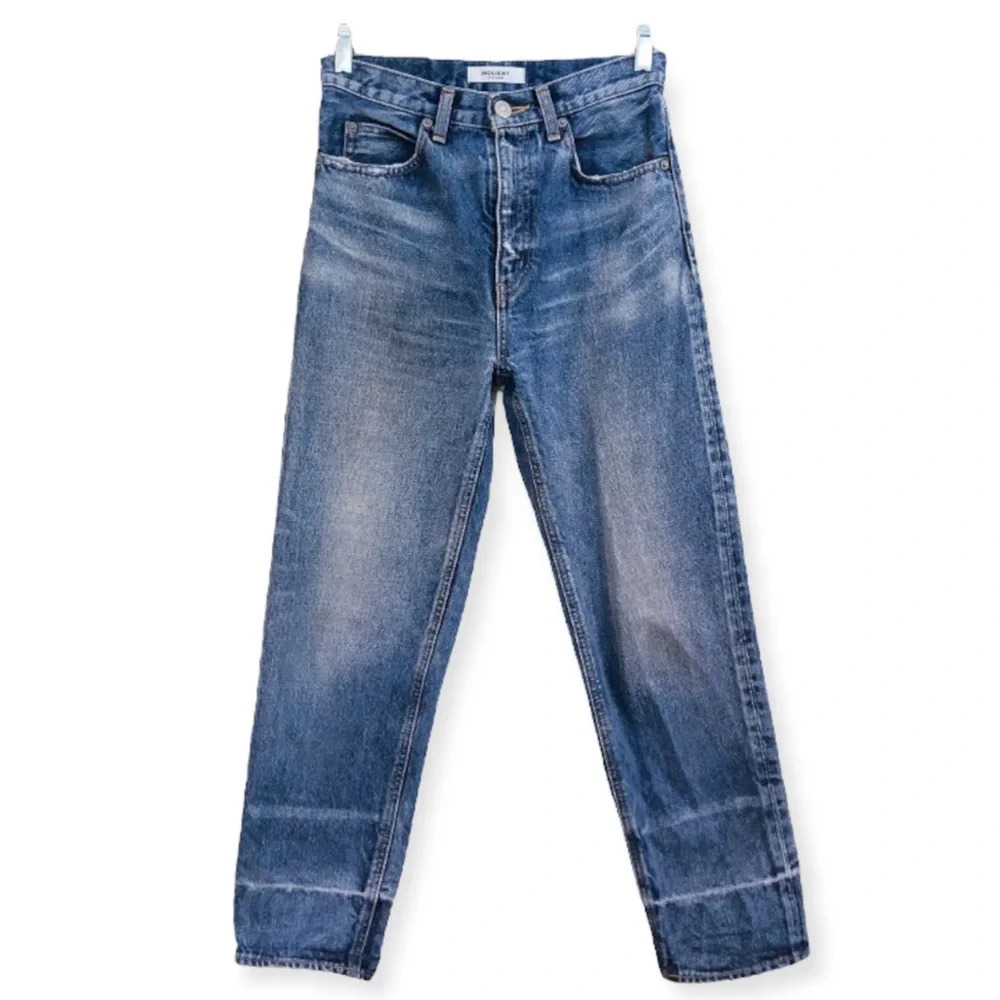Moussy Vintage Orin JW Tapered Straight Leg High Waist Distressed Denim Jeans 25
